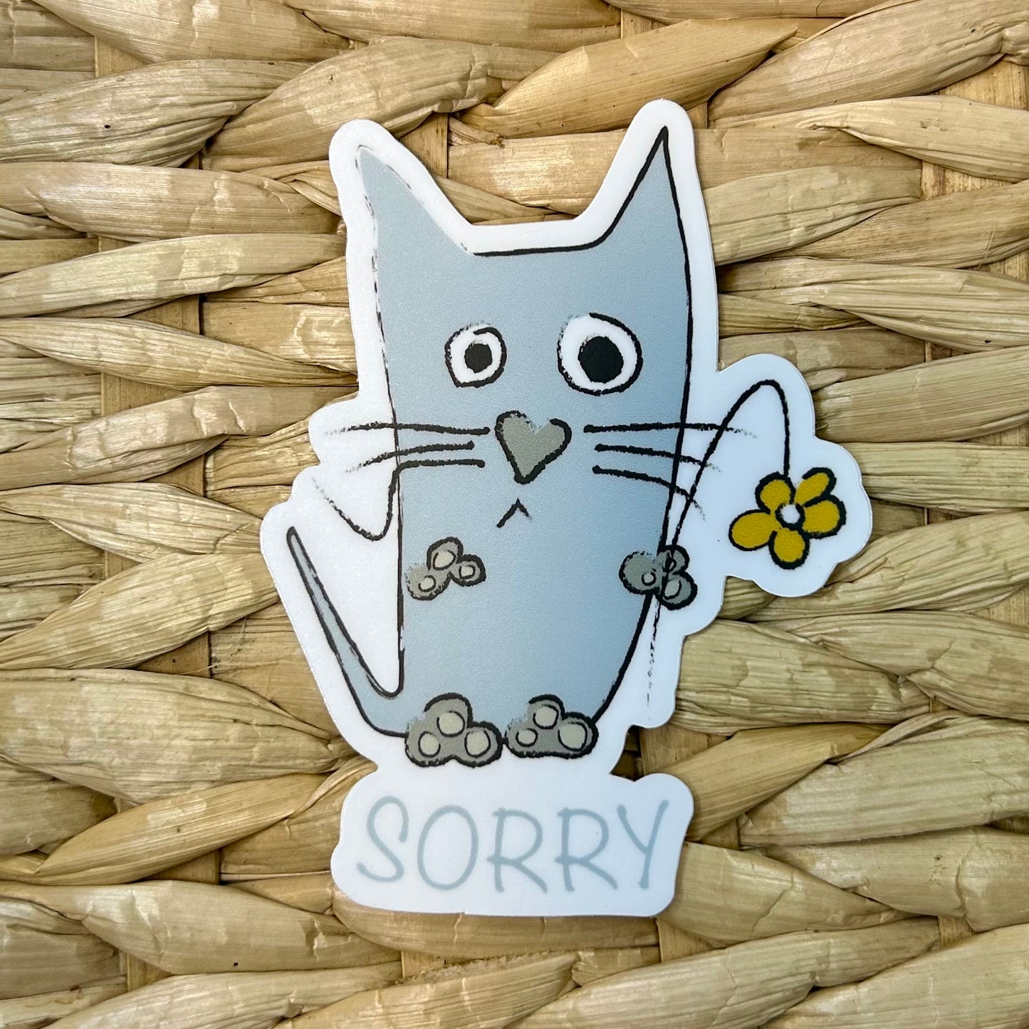 Sorry Cat, Waterproof Vinyl Sticker, 2.3x3"