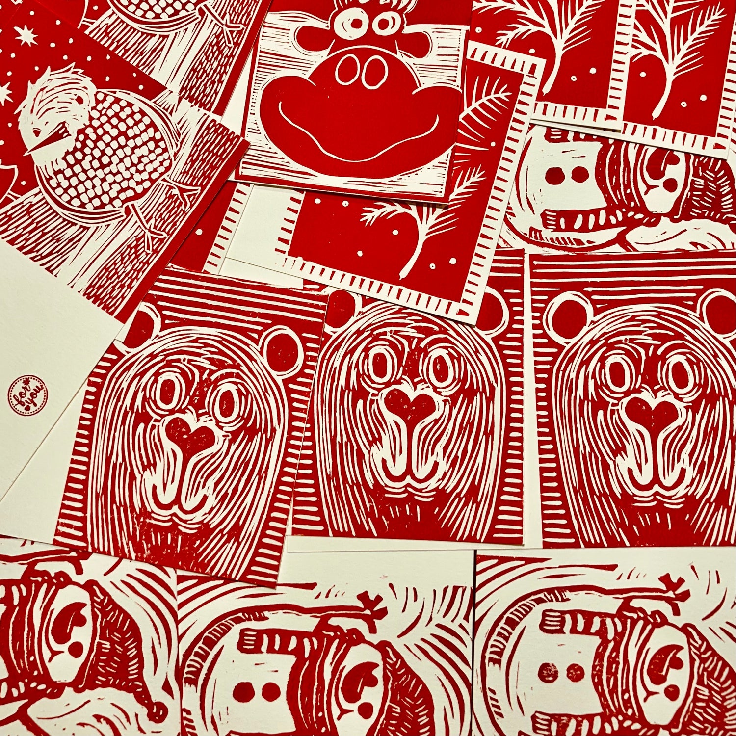 Handprinted Linocut Greeting Cards