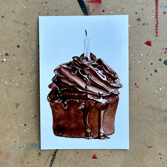 A Chocolate Cupcake Giclee Print 4"x6"