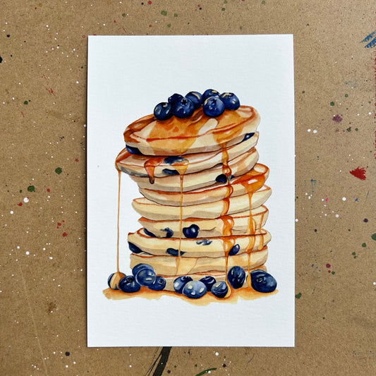 A Stack of Blueberry Pancakes Giclee Print 4"x6"