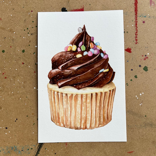 A Birthday Cupcake Giclee Print 4"x6"