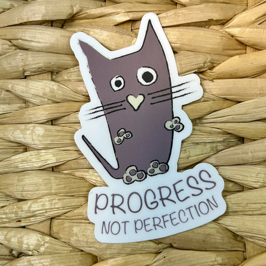 Progress Not Perfection, Waterproof Vinyl Sticker, 2x3"