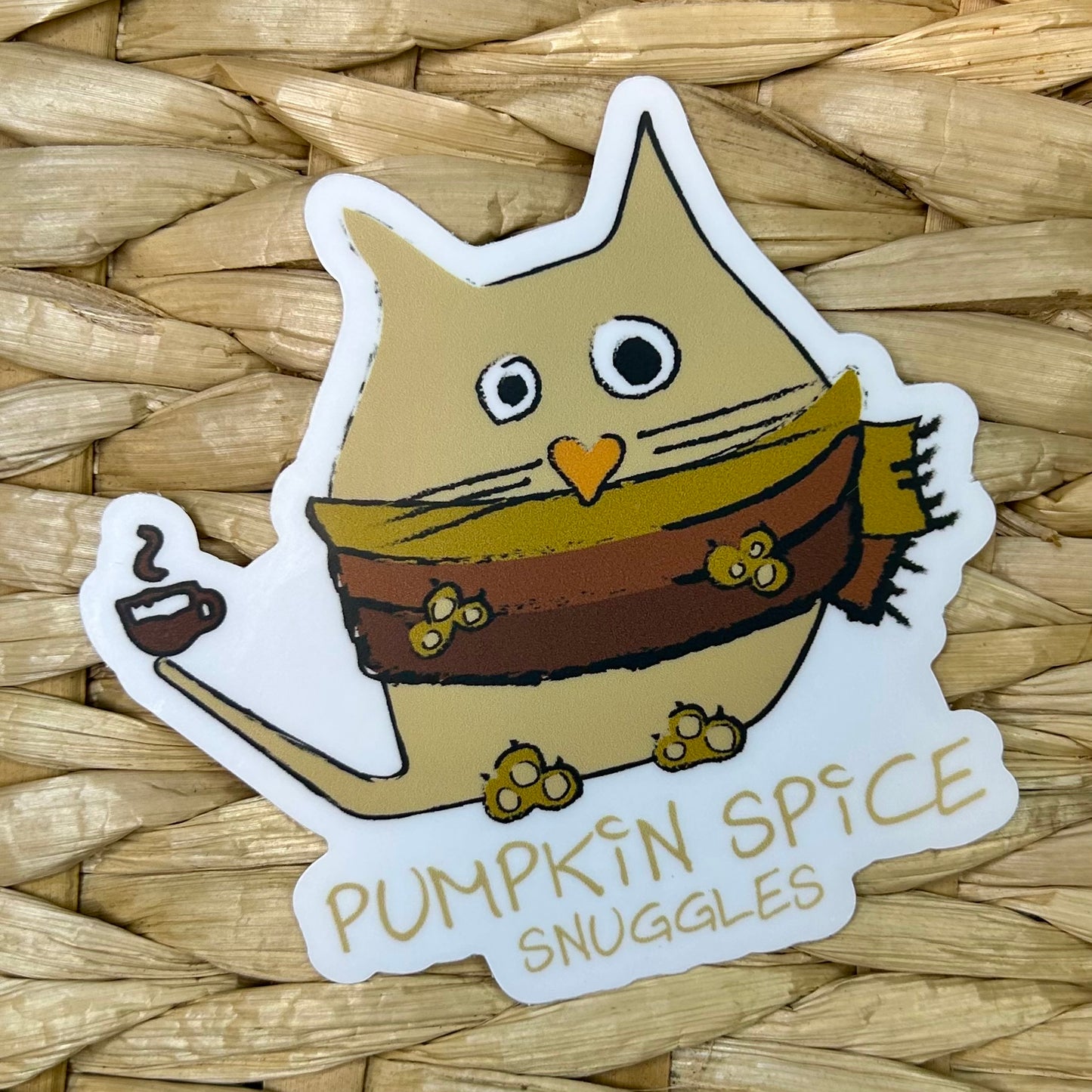 Pumpkin Spice Snuggles, Waterproof Vinyl Sticker, 3x3"