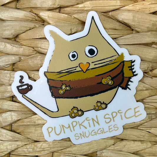 Pumpkin Spice Snuggles, Waterproof Vinyl Sticker, 3x3"