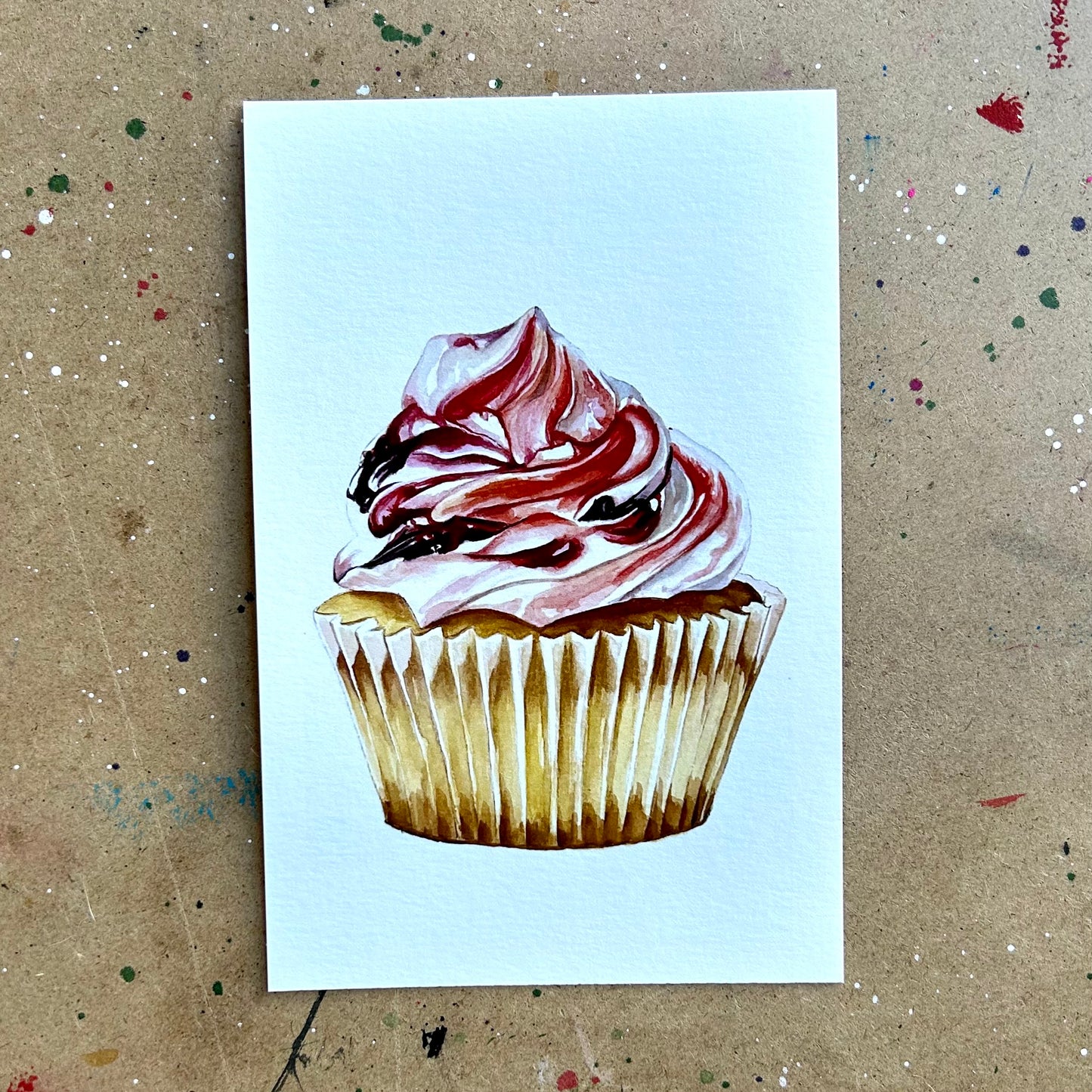 A Strawberry Cupcake Giclee Print 4"x6"